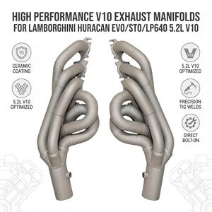 Collecteurs d'échappement à revêtement céramique Vortex à longueur égale pour Lamborghini Huracan EVO STO LP640 5.2L V10 – Kits de performance à fixation directe - Product Image 1
