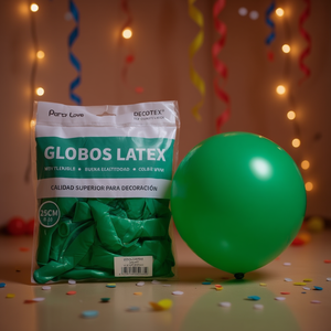 Globos de Látex Party Love de 25 cm, Verdes, Artículos Decorativos para Fiestas - Product Image 2