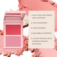 Palette de maquillage végane avec logo imprimé, comprenant blush, bronzer et illuminateur longue tenue, pour marque privée