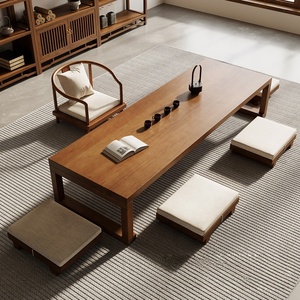 Durevole tavolo da tè Tatami in legno massello per la casa moderna <span class=keywords><strong>giapponese</strong></span> sala da tè mobili semplice bassa finestra galleggiante per soggiorno - Product Image 1