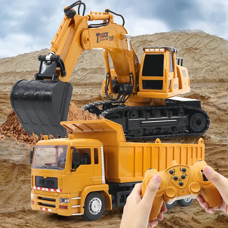 Kid's alloy charging remote control engineering vehicle excavator toys