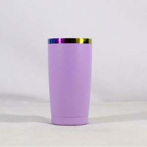 Nouvelle arrivée 20oz réutilisable arc-en-ciel plaqué poudre tasse à café de voyage en acier inoxydable avec couvercle - Product Image 4