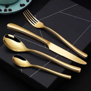 Gold Cutlery Set Forks Knives Spoons Dinnerware Dishwasher Safe Stainless Steel Western Tableware Silverware Wedding Gift