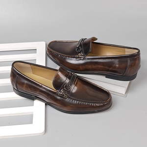 Men's Casual Leather Dress Shoes with <b>Open</b> Edge Beaded Design Slip-On Lace-<b>Up</b> Closure Light Handsome Style for Office Wedding - Product Image 3