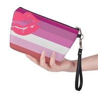 Trousse de maquillage en PU personnalisée, thème arc-en-ciel lesbien et gay, pour les voyages à l'étranger, le rangement sur coiffeuse et la vente au détail