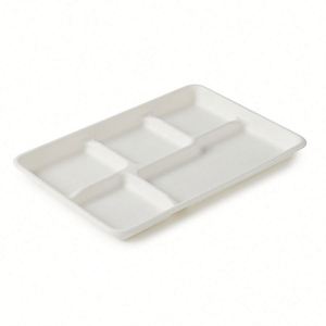 Assiettes multi-compartiments en canne à sucre biodégradables et compostables à 100 %, résistantes, pour la restauration scolaire - Product Image 4