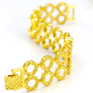 Bracelet unisexe <span class=keywords><strong>de</strong></span> luxe style <span class=keywords><strong>Palais</strong></span>, en laiton plaqué or 24 carats, avec zircon et maillons creux, par Z H Jewelry Store - Product Image 3