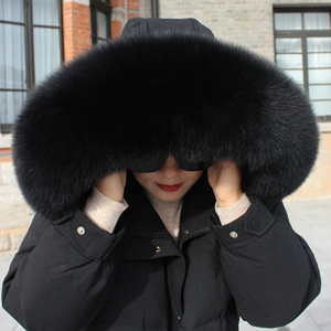 Real Fox Fur Collar Winter Neck Warmer Long Furry Scarf Women's Coat Hood Fur Trims Outdoor Adult Accessories - Product Image 1