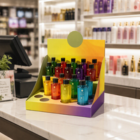 Présentoir de comptoir en carton personnalisé, étagère en papier perforée éco-recyclable à niveaux pour la promotion de produits de soin et de shampooing en détail