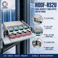 Panneau de brassage à fibres optiques haute densité KEXINT coulissant 19 pouces pour montage en rack ODF avec 8x cassettes MPO pour la gestion de 192 fibres