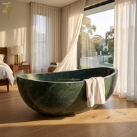 Baignoire en marbre vert naturel de forme ovale vintage, nouveau design, pour hôtel, maison, salle de bain