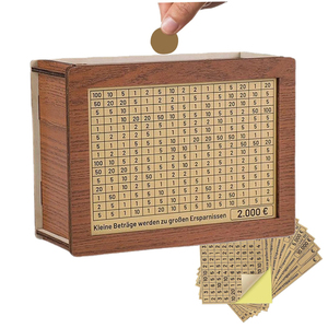 Boîte de défi d'épargne réutilisable <span class=keywords><strong>en</strong></span> bois pour adultes, pour la réalisation d'objectifs d'épargne, avec compartiments pour Dollar USD, <span class=keywords><strong>Euro</strong></span>, <span class=keywords><strong>XOF</strong></span>/CFA et pièces de monnaie - Product Image 4