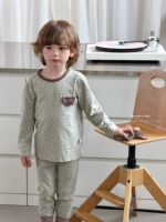 Ensemble de pyjamas pour enfants en coton et élasthanne, 95,5 % coton, 4,5 % élasthanne, doux, respirant, manches longues, vêtements de nuit en 2 pièces, prêt à être expédié