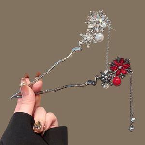 Nuevo Pasador de Pelo Metálico Personalizado Estilo Punk, Pinza de Pelo con Flor Roja de Lujo Chino, Herramienta de Diseño de Peinados, Accesorios para Mujer, Regalos - Product Image 2