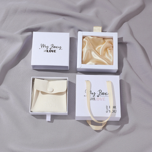 Simple Portable Handle Square Drawer Jewelry <b>Box</b> with Foam & Satin Insert Custom Logo <b>Paper</b> <b>Box</b> for Gift Packing - Product Image 5