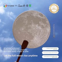 Éventail de Danse pour Mariage, Réunion, Festival de la Mi-Automne, Cadeau de Style Chinois, Éventail de Lune Translucide Imprimé en 3D Créatif