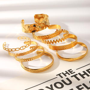 Gelang manset dapat disesuaikan berlapis emas <span class=keywords><strong>18k</strong></span> tahan air MW gelang mode wanita noda terbuka gelang tangan desainer baja tahan karat - Product Image 4