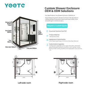 ห้องอาบน้ำแบบมุมฉาก YEETE สีเทา กระจกนิรภัย 8 มม. รู<span class=keywords><strong>ป</strong></span>ทรงเพชร ขายส่ง ตกแต่งห้องน้ำทันสมัย สำหรับผู้ค้า<span class=keywords><strong>ป</strong></span>ลีก A+ - Product Image 3