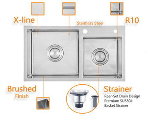 Luxury 304 Stainless Steel Kitchen <strong>Sink</strong> Double Bowl Handmade Inox Kitchen <strong>Sink</strong> <strong>with</strong> <strong>Drainer</strong> - Product Image 4