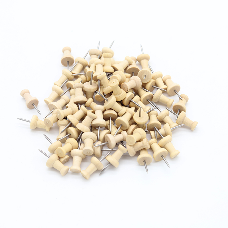 50 PCS Wooden Push Pins Walnut Wood Thumb Tacks Decorative for Bulletin Boards Cork Boards Foam Boards