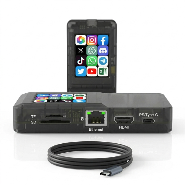 MiraBox H1 Gaming Desk Dock USB C Hub with Touch Control HDMI Ethernet Expansion for PC Setup