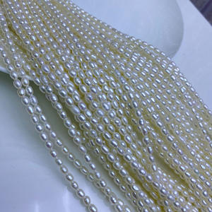 Collar de Perlas de Agua Dulce Naturales de 3.5mm, Cuentas de Arroz, Semiterminadas, Accesorios Hechos a Mano, Económicos y de Alta Calidad - Product Image 3