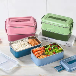 Boîte à lunch bento portable en acier inoxydable 304 double couche, étanche, pour enfants et adultes, avec sac de transport – Vente en gros - Product Image 3