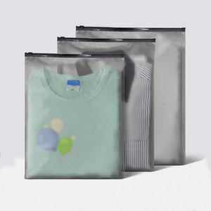 Translucent Gray Zipper Bag Customized LOGO Printed Garment Bag T-shirt Jeans <b>Packaging</b> Ziplock Bag for <b>Small</b> Business - Product Image 1
