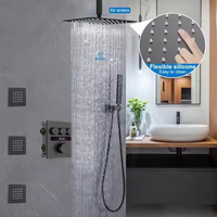 Salle de bain noir mitigeur thermostatique salle de bain température constante affichage numérique systèmes de douches ensembles de douche avec jets corporels