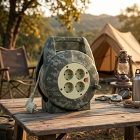 Enrouleur de câble camouflage coréen d'extérieur de 15 m avec approbation KC, prise Schuko 3 broches vers 4 prises de sortie
