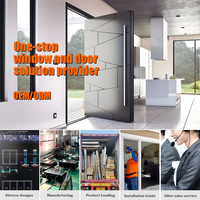 Puerta de Entrada Moderna, Puerta Pivotante de Seguridad Exterior con Característica Impermeable para Villa, Construcción de Madera y Aluminio