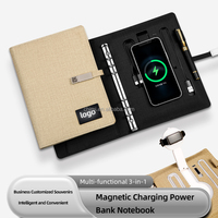 Ensemble cadeau de bloc-notes avec chargeur sans fil à logo LED personnalisé et clé USB pour cadeaux d'entreprise et cadeaux pour cadres