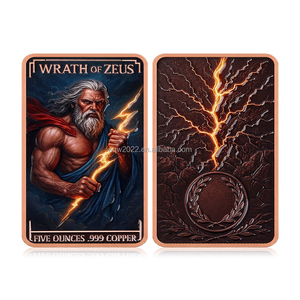 Vente en gros de barres de cuivre pur à 99,9 % de 5 oz, design Éclairs du Dieu Grec Zeus, lingot commémoratif en cuivre, approvisionnement en vrac - Product Image 2