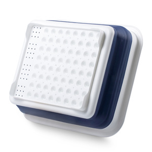 Kitchen multifunctional accessories Rectangular plastic folding bowl tray holder Collapsible Drying Dish Rack