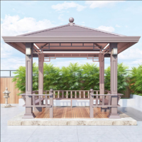 Pabellón de Aluminio Estilo Chino, Gazebo Impermeable para Jardín Exterior, Patio de Villa