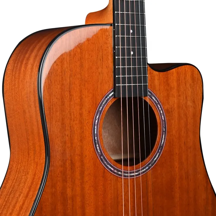 2023 New Guitar OEM chất lượng cao 41 inch gỗ gụ cutaway Dreadnought Guitar Acoustic Màu Đỏ