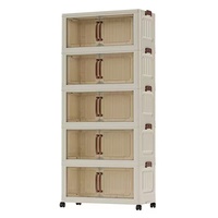 Armoire de rangement pliable en plastique blanc, organisateur multi-niveaux avec roulettes pour placard, chambre et chambre d'enfant