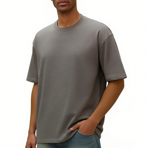 T-shirts surdimensionnés en coton mélangé à couche d'air pour l'été, personnalisables avec logo, en tissu de luxe épais pour hommes - Product Image 3