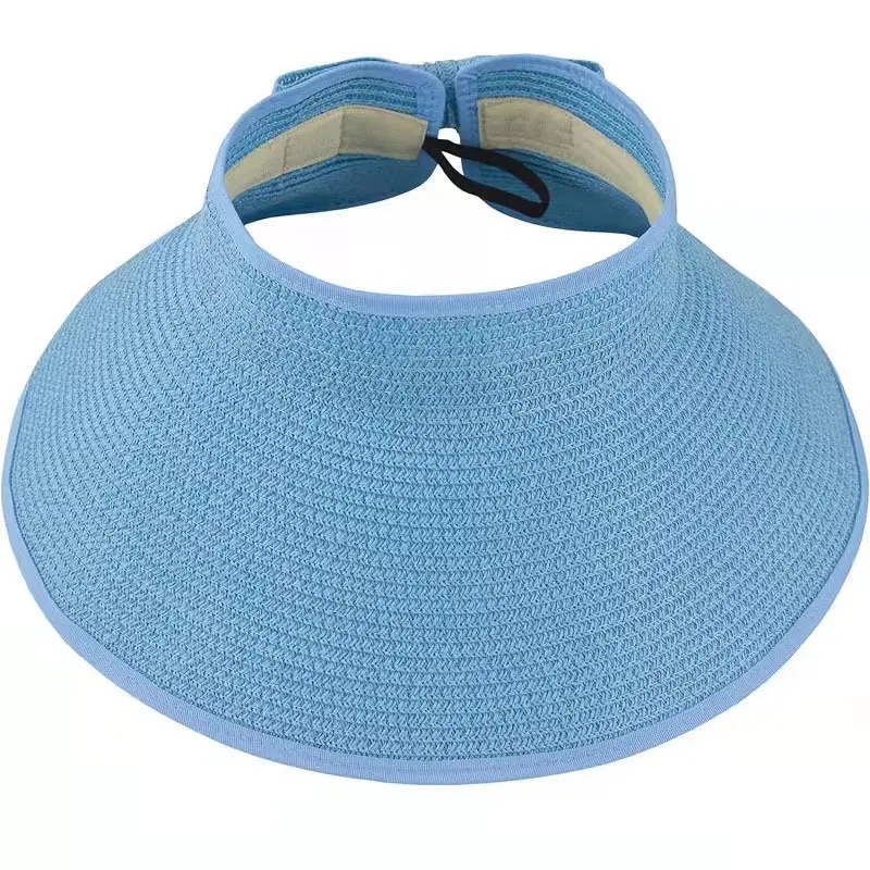 ZG New Women Summer Visors Foldable Sun Hat Wide Large Brim Beach Hats Straw Hat UV Protection cap