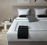 Ensemble de draps de broderie design élégant 100% coton satin 300TC 400TC ensemble de draps de lit de couleur blanche
