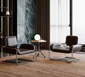 Fauteuil de loisirs en acier inoxydable, design convexe irrégulier, style moderne, luxe léger, noir, blanc et gris, pour salon, canapé individuel - Product Image 3