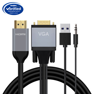 Nueva llegada 1,8 M VGA <span class=keywords><strong>a</strong></span> para <span class=keywords><strong>Cable</strong></span> <span class=keywords><strong>HDMI</strong></span> <span class=keywords><strong>USB</strong></span> Audio Video de alta definición Chaqueta de PVC <span class=keywords><strong>Cable</strong></span> de conexión de computadora personalizado para - Product Image 1