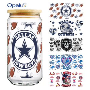 ملصق نقل حراري بتقنية UV DTF PET بنمط نجوم كرة القدم الأمريكية على طراز NFL، قابل للإزالة بالبرودة، للبيع بالجملة من المصنع لأكواب 16 أونصة - Product Image 1