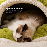 Lit tunnel pour chat en forme de chenille, chaud et moelleux, semi-fermé, nid douillet anti-anxiété, maison d'hiver pour chats d'intérieur