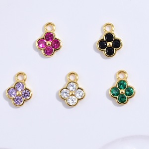 Liontin Perak 925 Cantik dan Menawan Bentuk Semanggi dengan Zirkon Warna-warni untuk Pembuatan Perhiasan Kalung dan Gelang DIY - Product Image 5