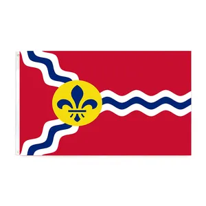 Cheap 100%Polyester sports team St.Louis Missouri city 3x5 ft Flag with Grommets Canvas Header