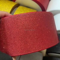 OKAY 3 pouces 75mm fait à la main solide brillant étincelant or ruban rouge paillettes ruban gros-grain pour accessoires de pince à cheveux
