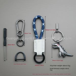 LLavero de aleación de <span class=keywords><strong>dinosaurio</strong></span> pequeño de dibujos animados transfronterizo chica coche cuero cosido a mano cuerda trenzada mochila colgante regalo - Product Image 4