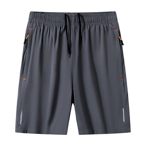 Pantalones Cortos Deportivos Casuales de Verano para Hombre, de Secado Rápido, 100% Poliéster, Cintura Media con Cordón, Diseño de Cinco Puntos, Color Gris - Product Image 1