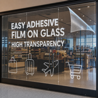 Film LED transparent adhésif pour vitrine d'aéroport, affichage publicitaire sur verre pour boutiques duty-free